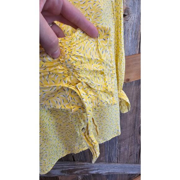 Maeve sz 6 tie scrunch wrist lemon yellow bright cottagecore button up EUC top - Picture 5 of 10